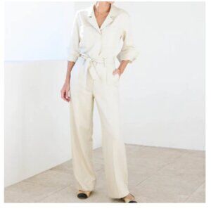 AYR The Neo long sleeve jumpsuit risotto white cream M Medium wide leg